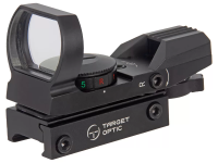 Коллиматор Target Optic 1x22x33, на Weaver/Picatinny, открытого типа, 4 вида прицельной марки, точка 2 MOA, красная/зелёная, 5 уровней яркости, цена клика 1 MOA, CR2032, алюминий, 115 г.