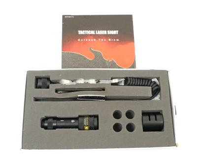 Лазерный целеуказатель LEAPERS UTG Deluxe Tactical кронштейн на Weaver/Picatinny + выносная кнопка (цвет - красный, дальность действия 450 м)