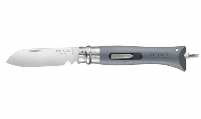 Нож Opinel серии Specialists DIY №09, клинок 8см, нержавеющая сталь, пластик, цвет серый, сменные биты